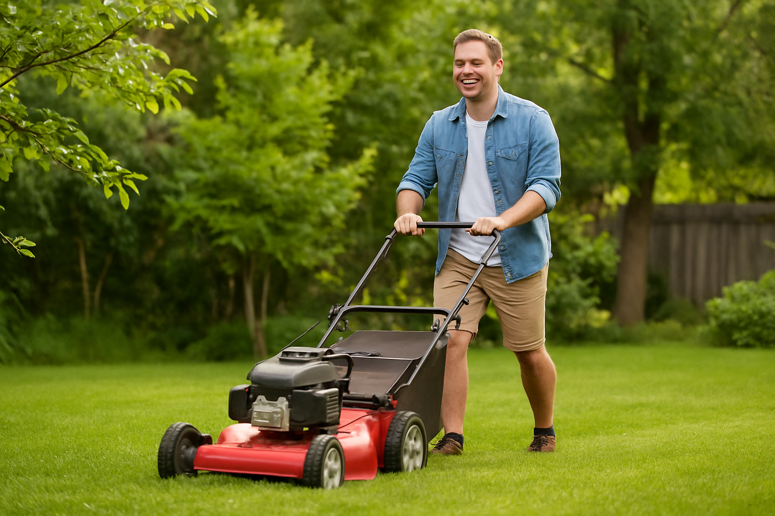 Man mowing lawn — “Lawnmower blade sharpening in McKinney TX”